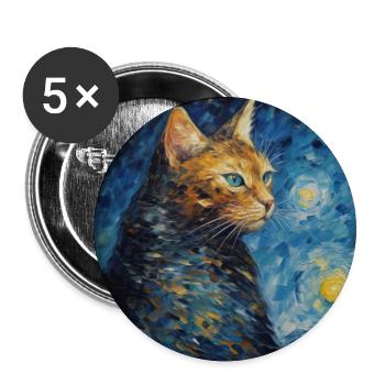 Cat, Cat Motif - Buttons large 2.2''/56 mm (5-pack) - white - Front
