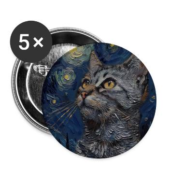 Cat, Cat Motif, - Buttons large 2.2''/56 mm (5-pack) - white - Front