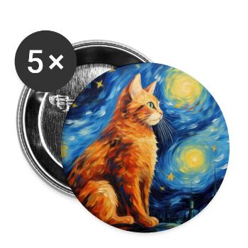Cat, Cat Motif - Buttons large 2.2''/56 mm (5-pack) - white - Front