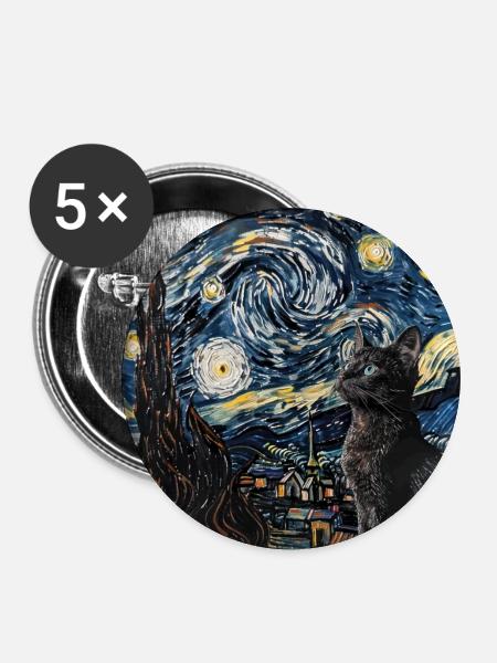 Katze, katzenmotiv - Buttons groß 56 mm (5er Pack) - Weiß