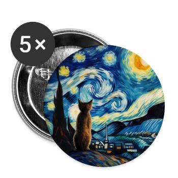 Cat, Cat Motif - Buttons large 2.2''/56 mm (5-pack) - white - Front