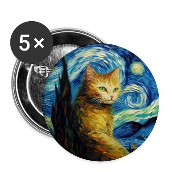 Cat, Cat Motif - Buttons large 2.2''/56 mm (5-pack) - white - Front