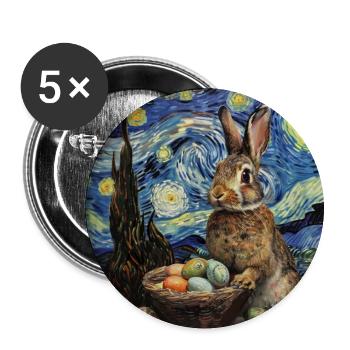 lapin de Pâques, Pâques, lapin, joyeuses Pâques, oeufs de Pâques - Lot de 5 grands badges (56 mm) - blanc - Devant