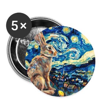 lapin de Pâques, Pâques, lapin, joyeuses Pâques, oeufs de Pâques - Lot de 5 grands badges (56 mm) - blanc - Devant