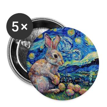 lapin de Pâques, Pâques, lapin, joyeuses Pâques, oeufs de Pâques - Lot de 5 grands badges (56 mm) - blanc - Devant