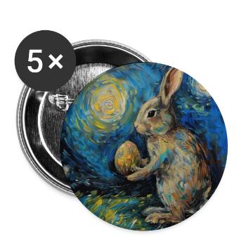 lapin de Pâques, Pâques, lapin, joyeuses Pâques, oeufs de Pâques - Lot de 5 grands badges (56 mm) - blanc - Devant
