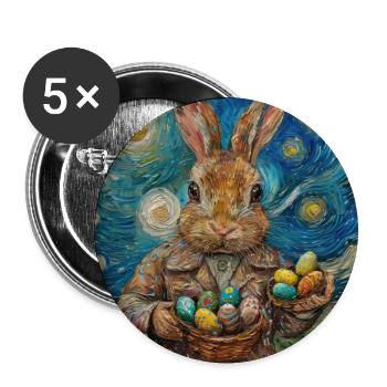lapin de Pâques, Pâques, lapin, joyeuses Pâques, oeufs de Pâques - Lot de 5 grands badges (56 mm) - blanc - Devant