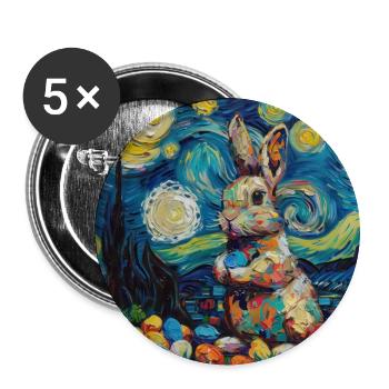 lapin de Pâques, Pâques, lapin, joyeuses Pâques, oeufs de Pâques - Lot de 5 grands badges (56 mm) - blanc - Devant