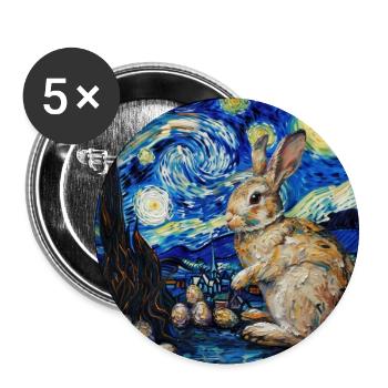 lapin de Pâques, Pâques, lapin, joyeuses Pâques, oeufs de Pâques - Lot de 5 grands badges (56 mm) - blanc - Devant