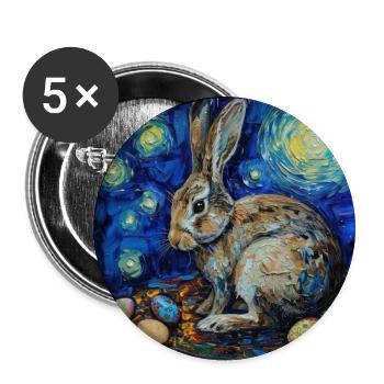 lapin de Pâques, Pâques, lapin, joyeuses Pâques, oeufs de Pâques - Lot de 5 grands badges (56 mm) - blanc - Devant