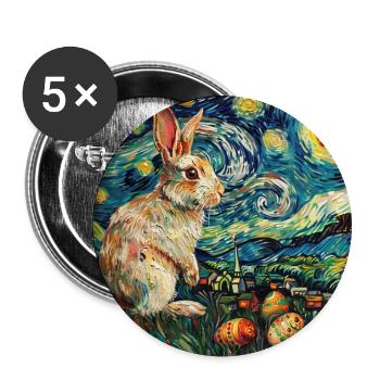 lapin de Pâques, Pâques, lapin, joyeuses Pâques, oeufs de Pâques - Lot de 5 grands badges (56 mm) - blanc - Devant