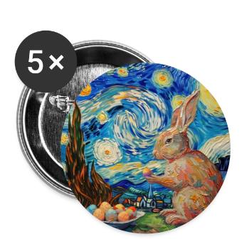 lapin de Pâques, Pâques, lapin, joyeuses Pâques, oeufs de Pâques - Lot de 5 grands badges (56 mm) - blanc - Devant