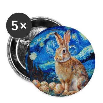 lapin de Pâques, Pâques, lapin, joyeuses Pâques, oeufs de Pâques - Lot de 5 grands badges (56 mm) - blanc - Devant
