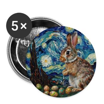 Osterhase, Ostern, Hase, frohe ostern, ostereier - Buttons groß 56 mm (5er Pack) - Weiß - Vorne