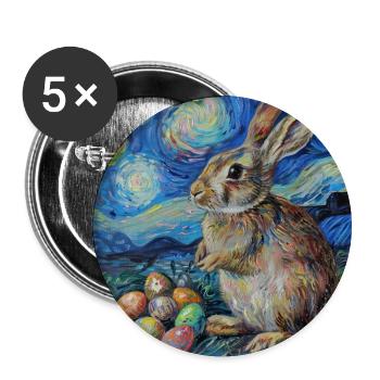 lapin de Pâques, Pâques, lapin, joyeuses Pâques, oeufs de Pâques, - Lot de 5 grands badges (56 mm) - blanc - Devant