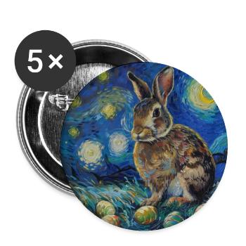 Osterhase, Ostern, Hase - Buttons groß 56 mm (5er Pack) - Weiß - Vorne