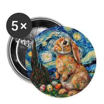 Osterhase, Ostern, Hase - Buttons groß 56 mm (5er Pack) - Weiß - Vorne
