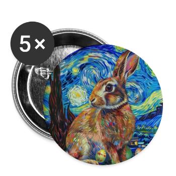 lapin de Pâques, Pâques, lapin, joyeuses Pâques, oeufs de Pâques - Lot de 5 grands badges (56 mm) - blanc - Devant