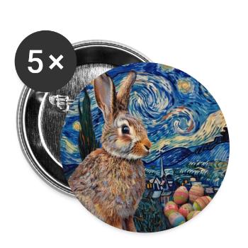 lapin de Pâques, Pâques, lapin, joyeuses Pâques, oeufs de Pâques - Lot de 5 grands badges (56 mm) - blanc - Devant