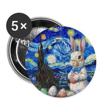 lapin de Pâques, Pâques, lapin, joyeuses Pâques, oeufs de Pâques - Lot de 5 grands badges (56 mm) - blanc - Devant