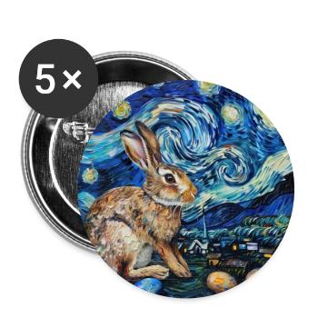 lapin de Pâques, Pâques, lapin, joyeuses Pâques, oeufs de Pâques - Lot de 5 grands badges (56 mm) - blanc - Devant
