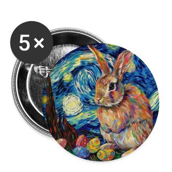 lapin de Pâques, Pâques, lapin, joyeuses Pâques, oeufs de Pâques - Lot de 5 grands badges (56 mm) - blanc - Devant