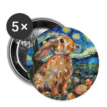 lapin de Pâques, Pâques, lapin, joyeuses Pâques, oeufs de Pâques - Lot de 5 grands badges (56 mm) - blanc - Devant
