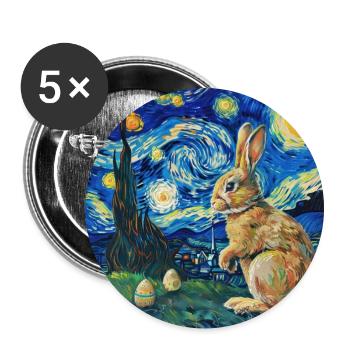 lapin de Pâques, Pâques, lapin, joyeuses Pâques, oeufs de Pâques - Lot de 5 grands badges (56 mm) - blanc - Devant