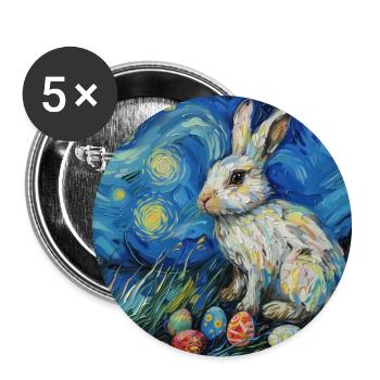 lapin de Pâques, Pâques, lapin, joyeuses Pâques, oeufs de Pâques - Lot de 5 grands badges (56 mm) - blanc - Devant
