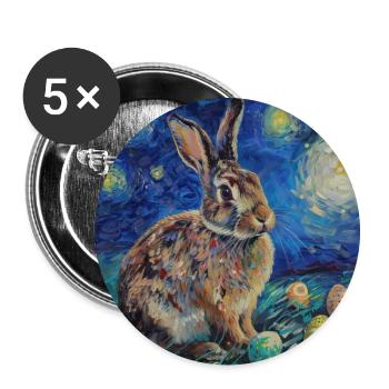lapin de Pâques, Pâques, lapin, joyeuses Pâques, oeufs de Pâques - Lot de 5 grands badges (56 mm) - blanc - Devant
