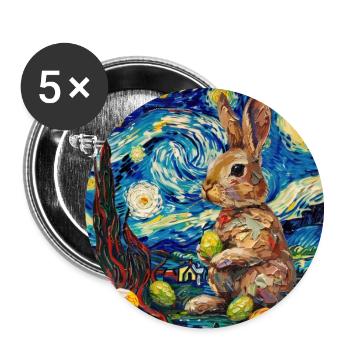 lapin de Pâques, Pâques, lapin, joyeuses Pâques, oeufs de Pâques - Lot de 5 grands badges (56 mm) - blanc - Devant