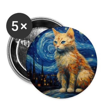 Cat, Cat Motif - Buttons large 2.2''/56 mm (5-pack) - white - Front