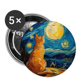 Katze, katzenmotiv - Buttons groß 56 mm (5er Pack) - Weiß - Vorne