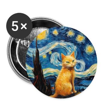 Cat, Cat Motif - Buttons large 2.2''/56 mm (5-pack) - white - Front