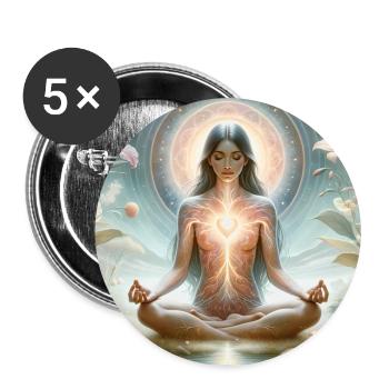 Ouverture du cœur et connexion du cœur - Lot de 5 grands badges (56 mm) - blanc - Devant