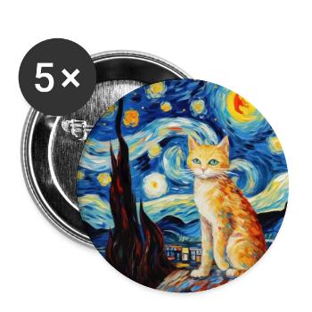 Katze, katzenmotiv - Buttons groß 56 mm (5er Pack) - Weiß - Vorne