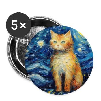 Katze, katzenmotiv - Buttons groß 56 mm (5er Pack) - Weiß - Vorne
