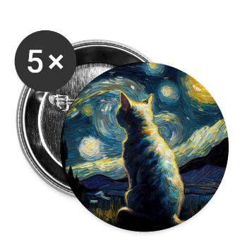 Katze, katzenmotiv - Buttons groß 56 mm (5er Pack) - Weiß - Vorne