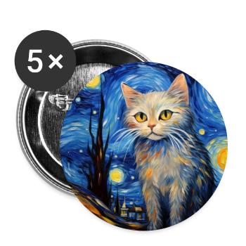 Cat, Cat Motif - Buttons large 2.2''/56 mm (5-pack) - white - Front