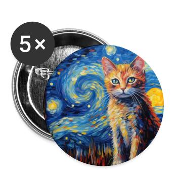 Cat, Cat Motif - Buttons large 2.2''/56 mm (5-pack) - white - Front
