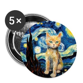 Katze, katzenmotiv - Buttons groß 56 mm (5er Pack) - Weiß - Vorne