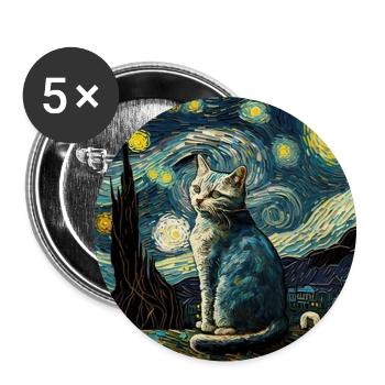 Katze, katzenmotiv - Buttons groß 56 mm (5er Pack) - Weiß - Vorne