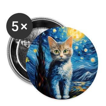 Cat, Cat Motif - Buttons large 2.2''/56 mm (5-pack) - white - Front