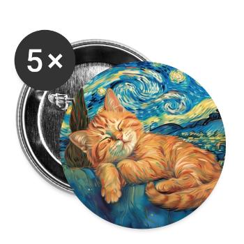 Chat, motif chat, cadeau - Lot de 5 grands badges (56 mm) - blanc - Devant