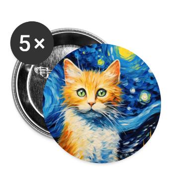 Katze, katzenmotiv - Buttons groß 56 mm (5er Pack) - Weiß - Vorne
