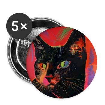 Katze, katzenmotiv, popart, geschenk, geschenkidee - Buttons groß 56 mm (5er Pack) - Weiß - Vorne