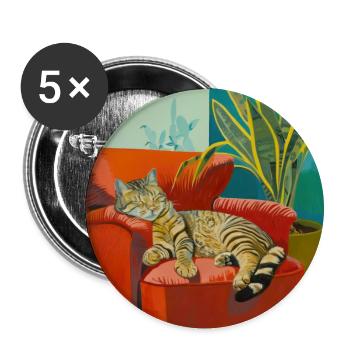 Chat, motif chat, pop art, cadeau, idée cadeau - Lot de 5 grands badges (56 mm) - blanc - Devant