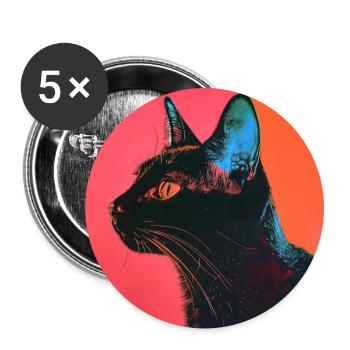Katze, katzenmotiv, popart, geschenk, geschenkidee - Buttons groß 56 mm (5er Pack) - Weiß - Vorne