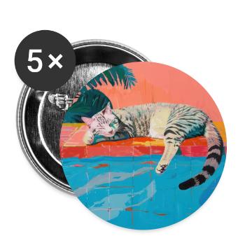 Katze, katzenmotiv, popart, geschenk, geschenkidee - Buttons groß 56 mm (5er Pack) - Weiß - Vorne