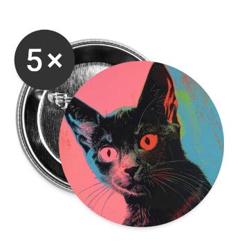 Katze, katzenmotiv, popart, geschenk, geschenkidee - Buttons groß 56 mm (5er Pack) - Weiß - Vorne